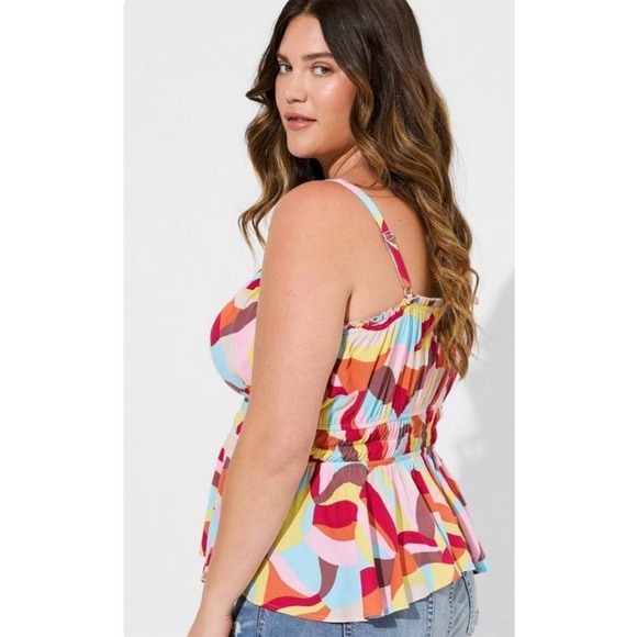 Torrid 3 Women's Multicolor Peplum Gauze Square Neck Cami Top Plus Size‎ 3x - Picture 2 of 9
